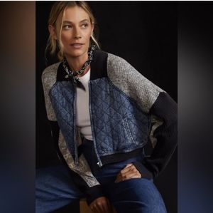 Pilcro Blue and Gray Bomber Jacket